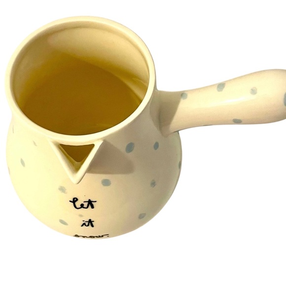 Rae Dunn Cocoa Pot Snowman Let it Snow White & Blue Spots 2018 Magenta 6.5” Tall - Picture 2 of 9